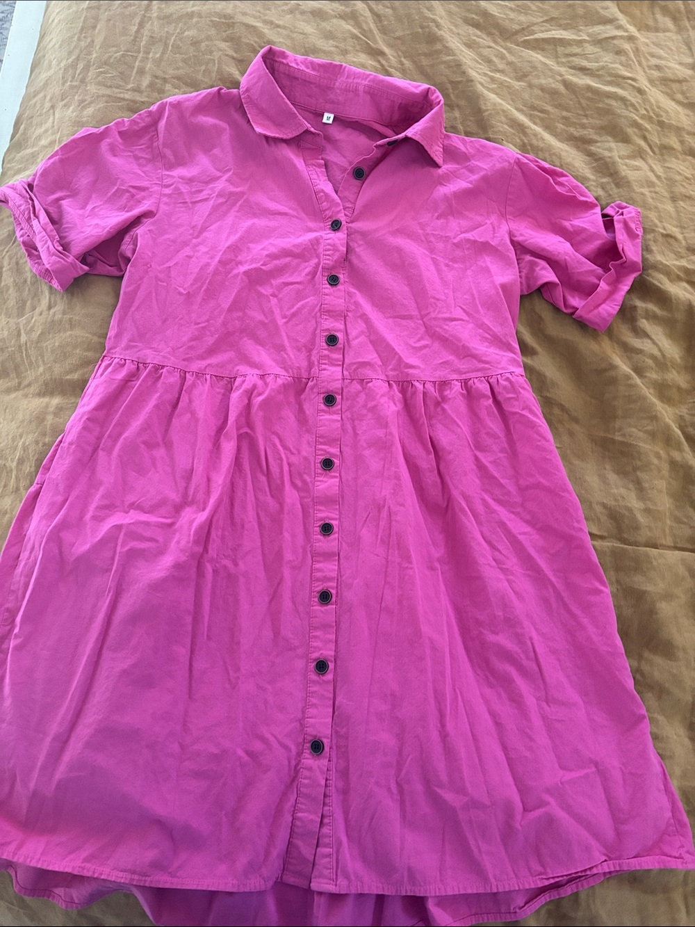 Amazon Hot Pink Button-Front Shirt Dress